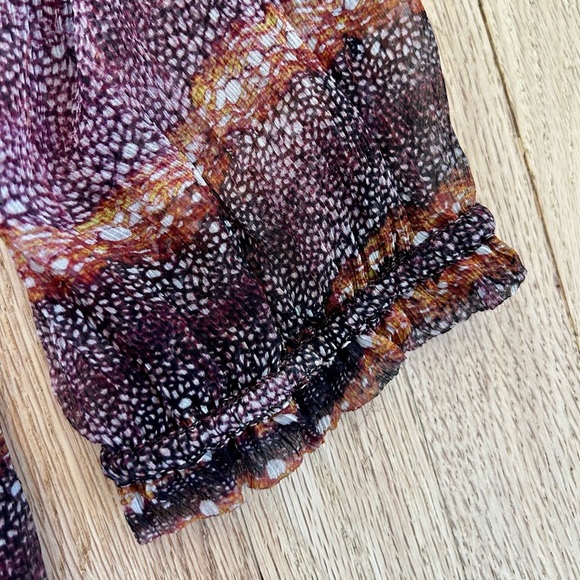 ISABEL MARANT ETOILE silk long sleeve abstract bohemian blouse sheer size 10 - Picture 10 of 12